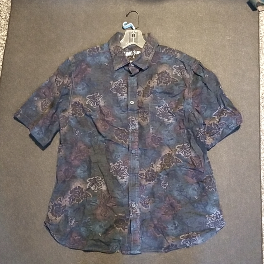 💥Mossimo like NEW short sleeve casual fun print button down Large mens shirt.
